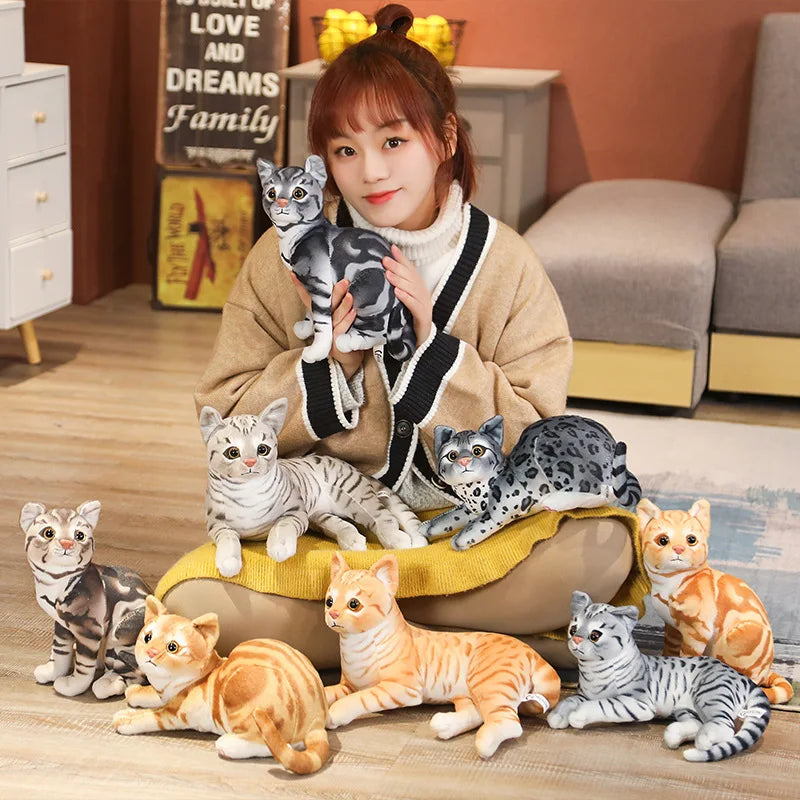 29cm Simulation American Shorthai &Siamese Cat Plush Stuffed Lifelike Doll Animal Pet Toys For Children Home Decor Baby Gift