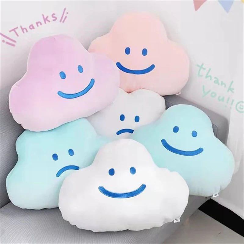 Korean Style Smile Clouds Hug Pillow Girly Room Decoration Expression Cloud Plush Toy Sofa Bed Back Cushion Gifts For Girl