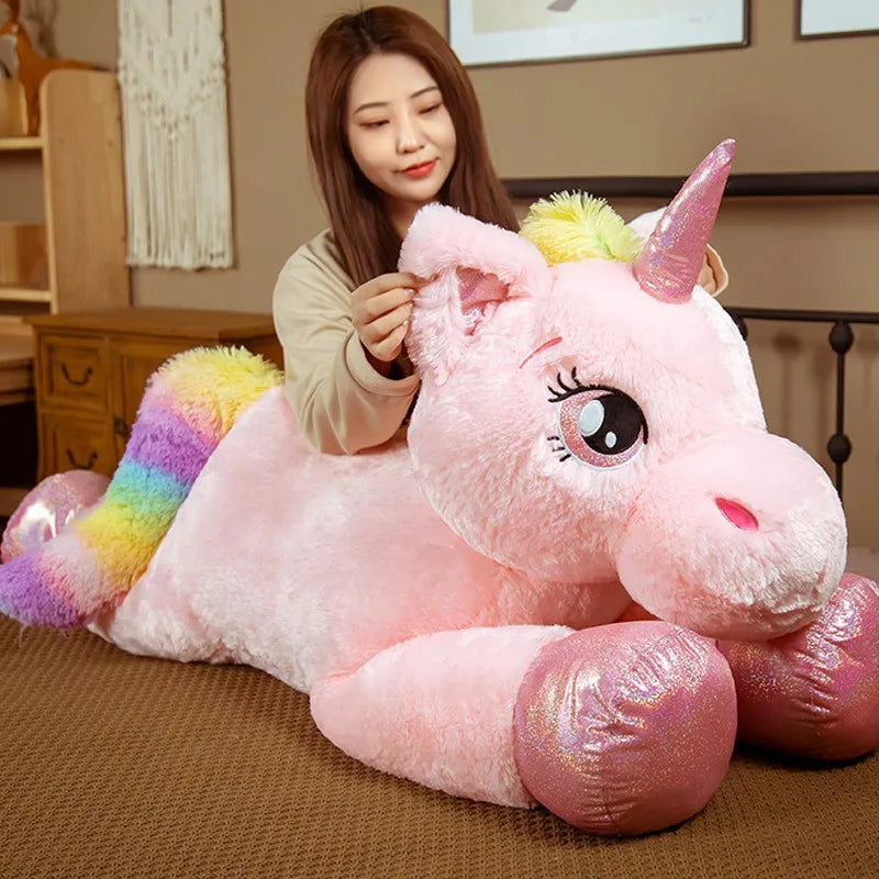 New Arrival Large Unicorn Plush Toys Cute Pink Rainbow Horse Soft Doll Stuffed Animal Big Toys For Girlfriend Birthday Gift