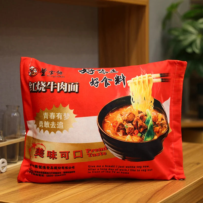 Simulation Instant Noodles Plush Pillow With Blanket Stuffed Braised Beef/Lao Tan Sauerkraut Beef/Fried Noodles Shin Ramen Gifts