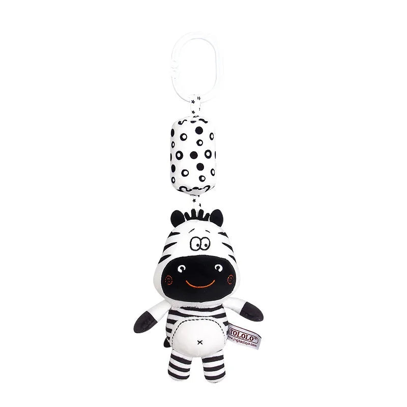 Newborn Bells Soft Plush Rattle Toy Crib Hanging Bell Car Seat Travel Stroller Black And White Wind Chime Educational Toy Gift