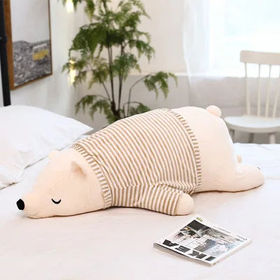 35cm Kawaii Baby Dressing Polar Bear Plush Doll Baby Soft Stuffed Wearable Sleeping Bear Pillow Animal Plush Toy Kids Gifts