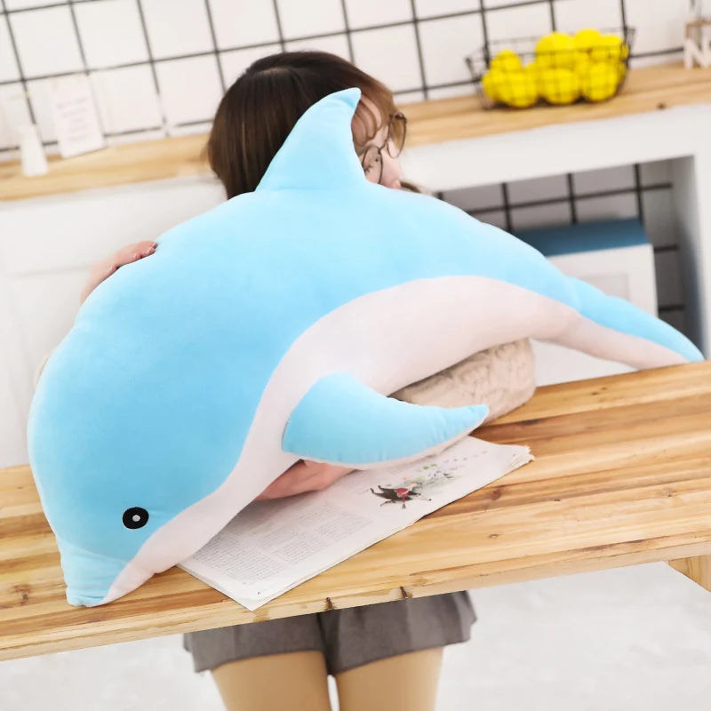 30/50cm Kawaii Soft Dolphin Plush Toys Dolls Stuffed Down Cotton Animal Nap Pillow Creative Kids Toy Christmas Gift for Girls