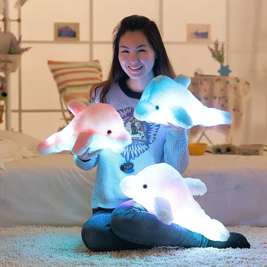 45cm Creative Luminous Plush Dolphin Doll Glowing Pillow