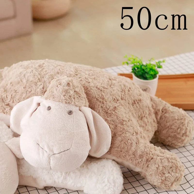 Korea Lamb Folding Plush Pillow Soft Stuffed Animal Simulation Sheep Plush Changeable Doll For Friend Room Decor Chair Cushion