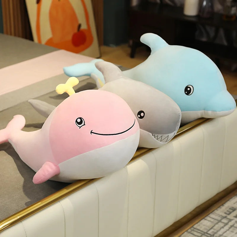 New 30cm Lovely Dolphin Plush Toys Stuffed Soft Cute Animal Dolls Sofa Decor Baby Pillow Cushion for Kids Children Gifts