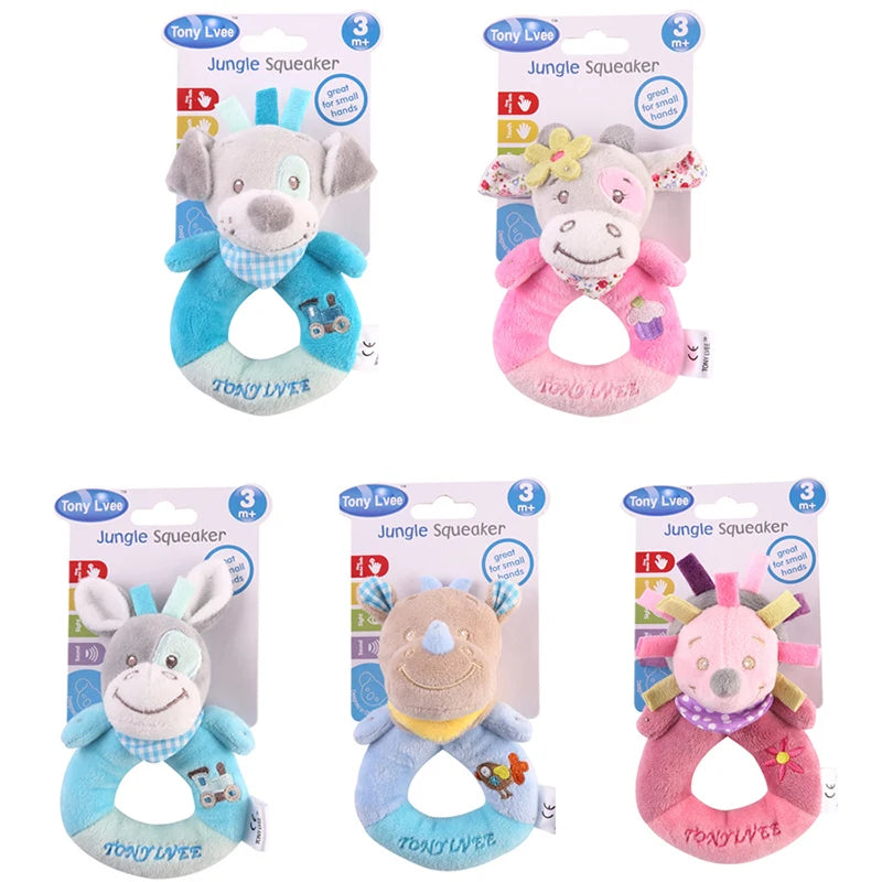 New Baby Animal Hand Bell Rattle Soft Rattle Toy Newborn Educational Rattle Mobiles Baby Toys Cute Plush Bebe Toys 0-12 Months