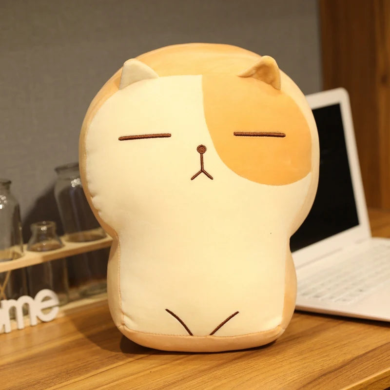 New Creative Toast Cat Plush Fat Pillow Soft Stuffed Cartoon Animal Cat Stuffed Doll Home Decor Girl Birthday Gift Chair Cushion