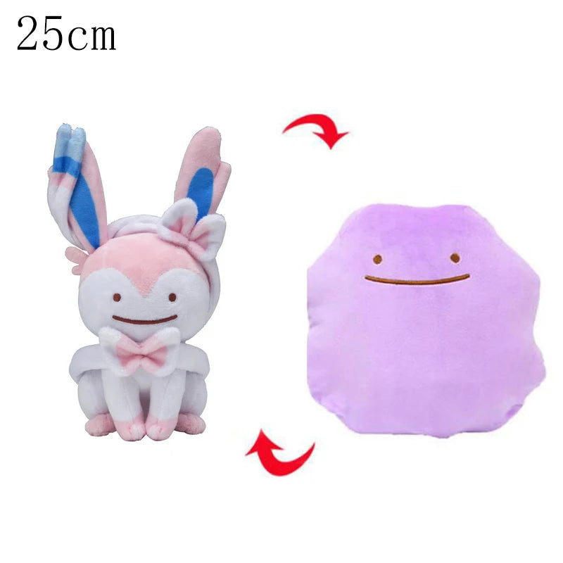 Pokemon Double Sided Ditto Flip Reversible Plush Toy Cartoon Image Expression Eevee Lapras Snorlax Gengar Stuffed Doll Gift