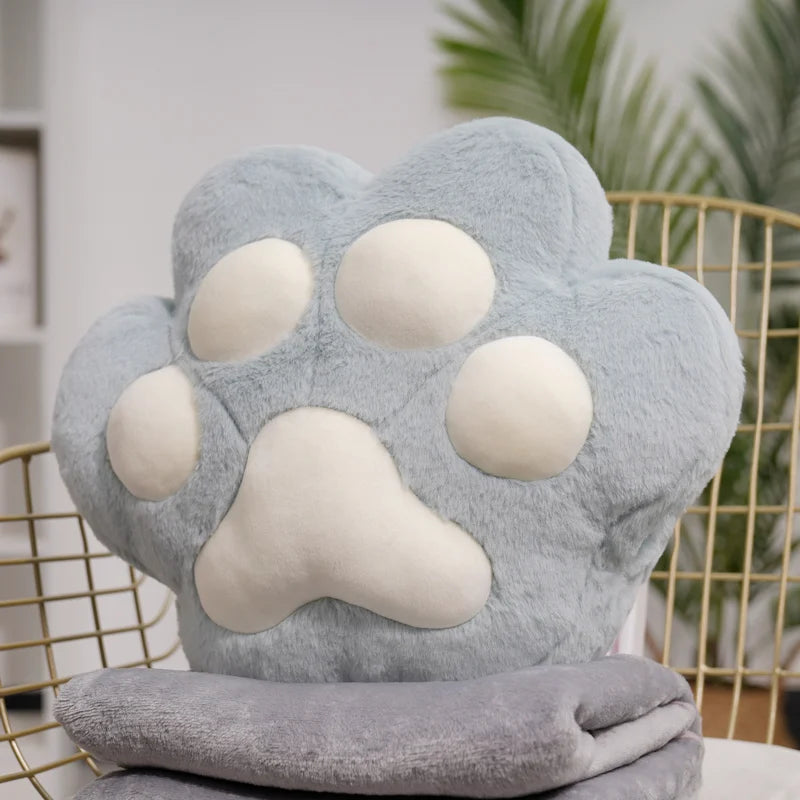 Kawaii Animal Bear Paw Pillow Cute Stuffed Cat Paw Hand Warmer Plush Blanket Home Chair Decor Children Gift