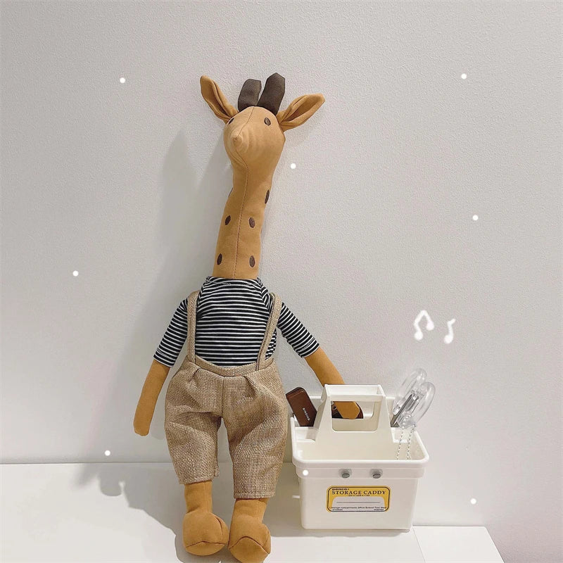 Denmark Giraffe Plush Toy Stuffed Animal Giraffe Doll in Clothes Doll Nordic Style Dressed Giraffe Plushies Soft Toy Girl