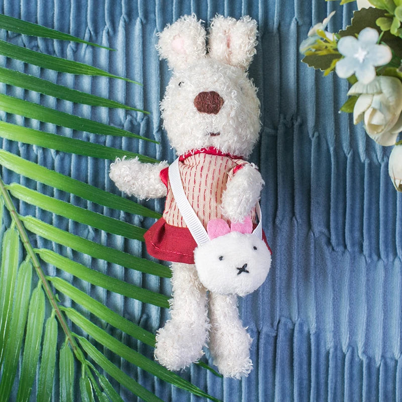 1PC 18cm Cute Rabbit Plush Keychain Toys Mini Bunny Bag Pendants Stuffed Animals Dressing Rabbits Bear Doll for Girls Gift