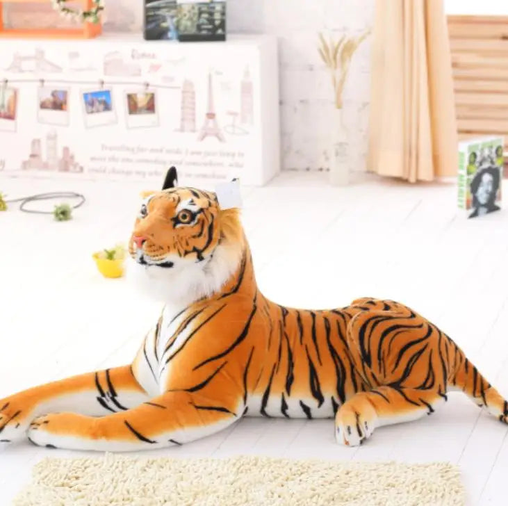 Huge Lifelike Tiger Leopard Plush Toys Stuffed Soft Wild Animals Simulation White Tiger Jaguar Doll  Birthday Gifts