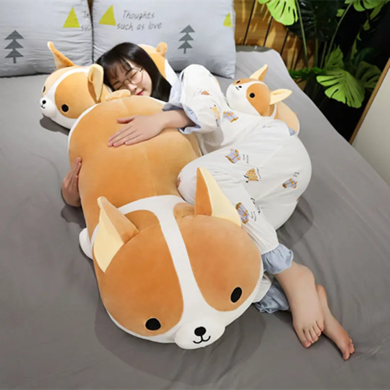 85cm Giant Size Cute Corgi Dog Plush Toys Stuffed Animal Puppy Dog Pillow Soft Lovely Doll Kawaii Christmas Gift