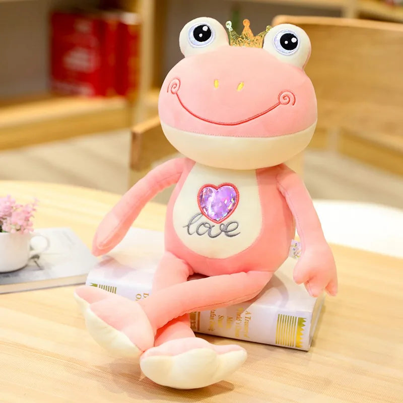 35cm-100cm Crown Frog Long Legs Plush Toy Soft Stuffed Cartoon Animal Smile Frog Doll Baby Toys Kids Girls Birthday Gifts