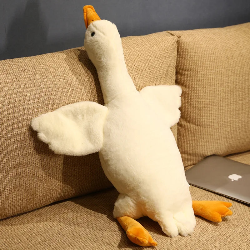 50/90cm Giant Long Plush White Goose Toy Stuffed Lifelike Big Wings Duck Hug Massage Throw Pillow Boyfriend Cushion For Girl