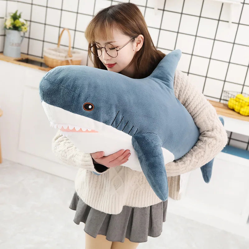 140cm Giant Big Funny Soft Bite Shark Plush Toy Stuffed Cute Animal Reading Pillow Appease Cushion Doll  Gift For Children Baby