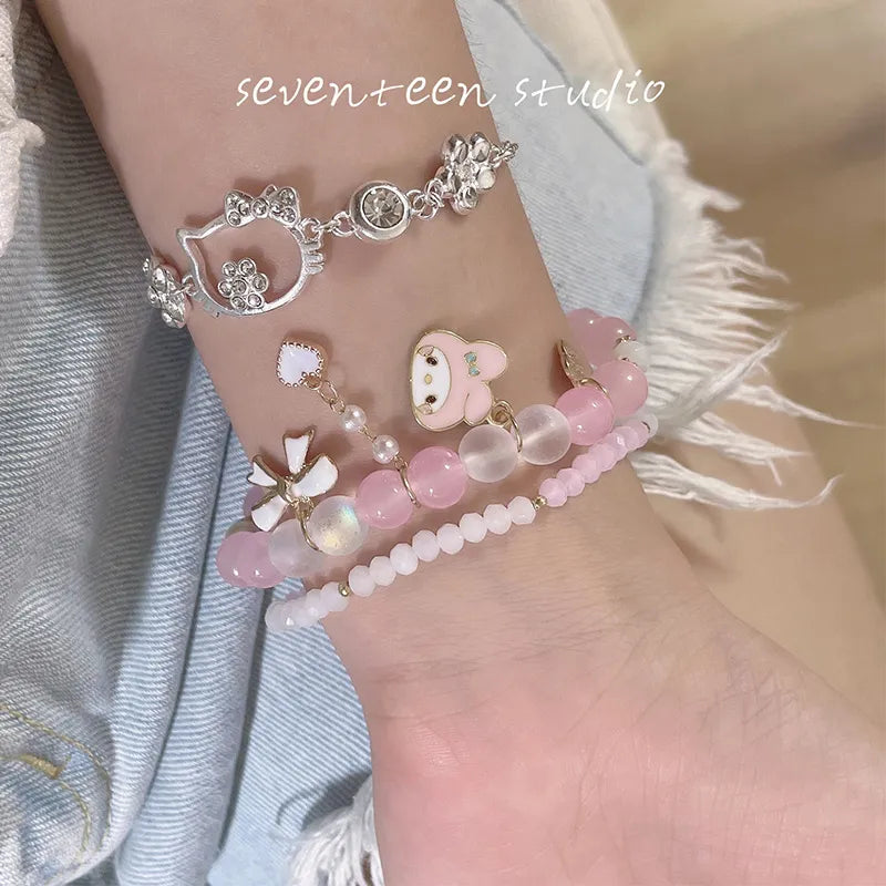 Kawaii Sanrioed Plush Bracelet Cartoon Men Women Gift Friendship Charms Jewelry - Plushy Mart