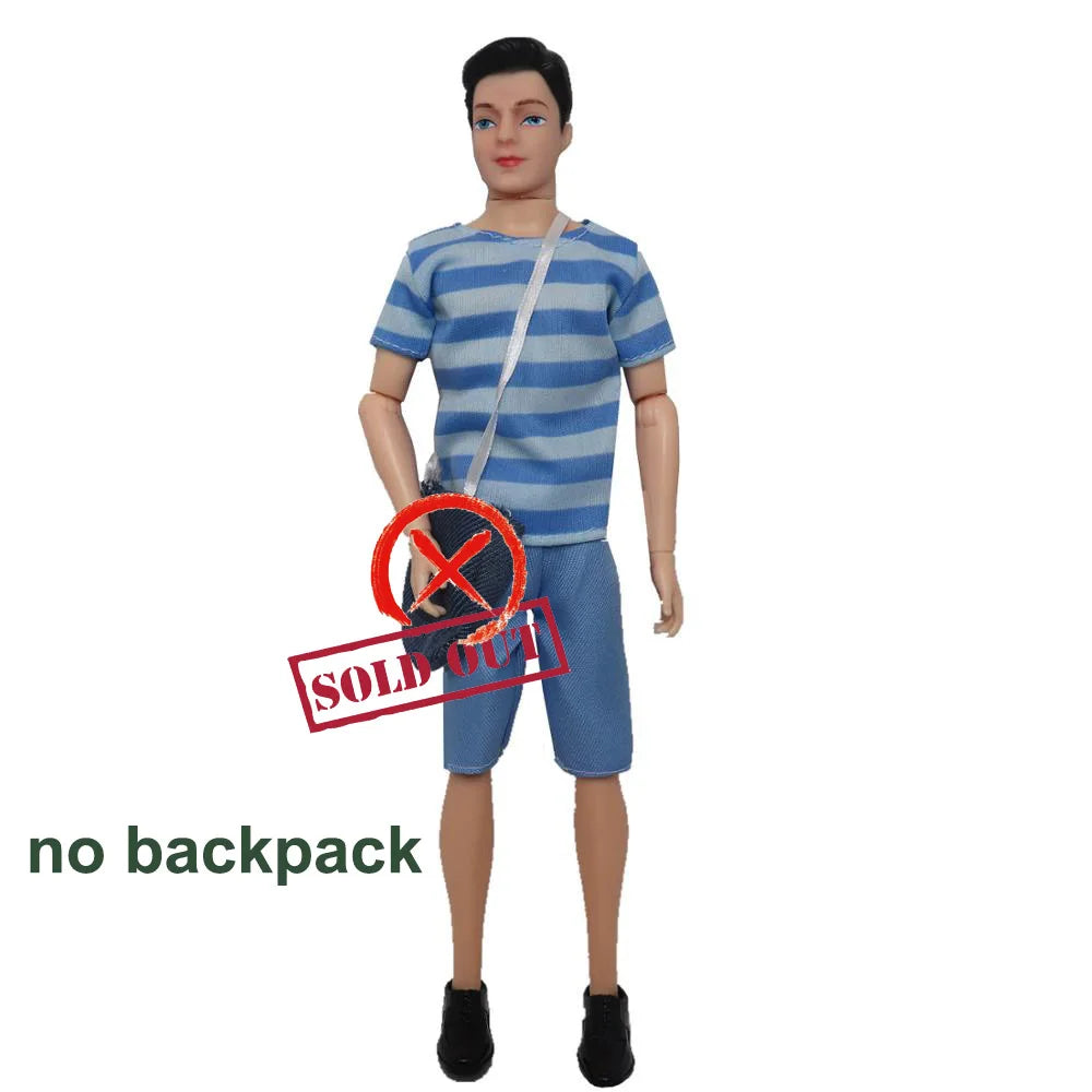 1 Set Ken Doll Cloth Fashion Daily Wear Student Suit With Backbag Schoolbag Male Doll Clothes 1/6 Ken Clothes Doll Accessories