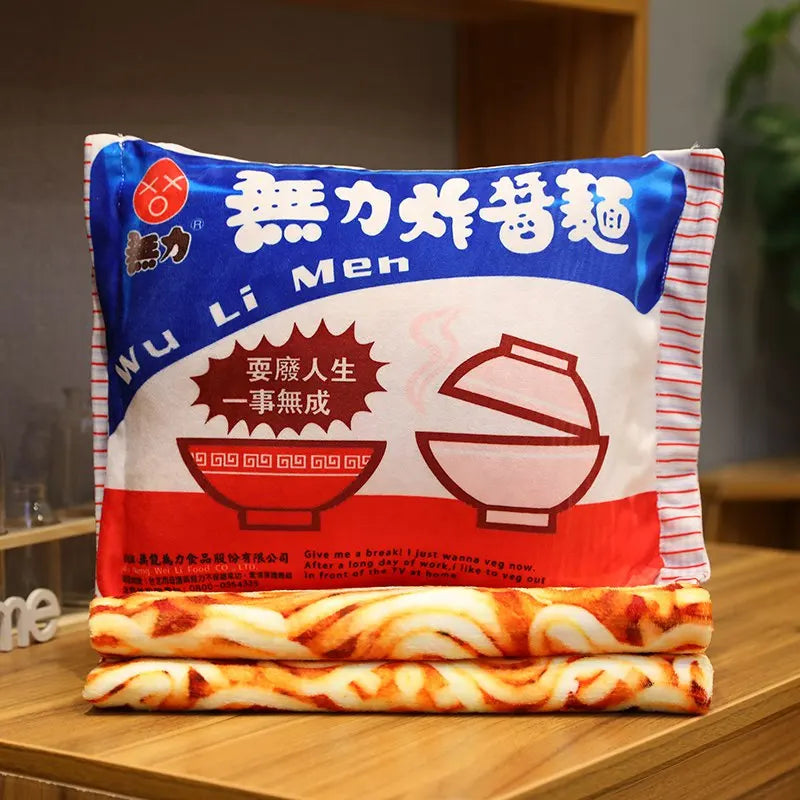 Simulation Instant Noodles Plush Pillow With Blanket Stuffed Braised Beef/Lao Tan Sauerkraut Beef/Fried Noodles Shin Ramen Gifts