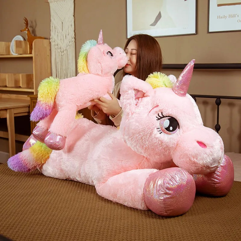 New Arrival Large Unicorn Plush Toys Cute Pink Rainbow Horse Soft Doll Stuffed Animal Big Toys For Girlfriend Birthday Gift