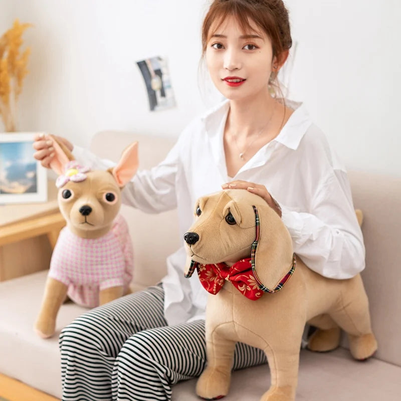 30cm-60cm New Simulation Dog Plush Toy Soft Stuffed Hound Golden Retriever Chihuahua Bulldog Shar Pei Pomeranian Pet Dog Doll