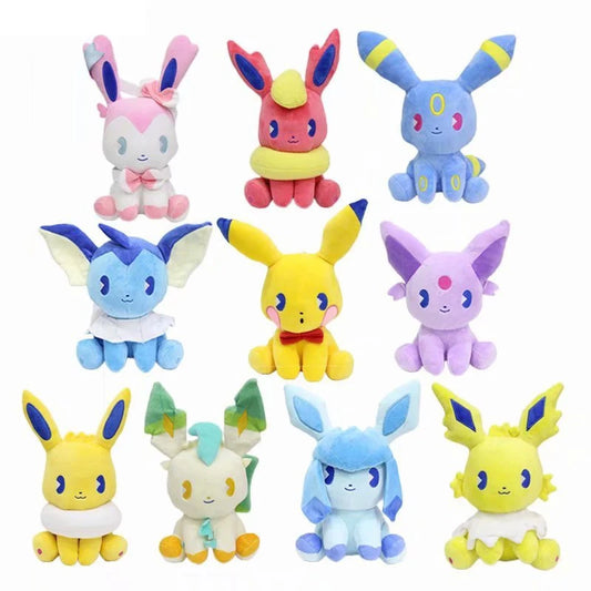 Summer Soda Water Series Eevee Family Plush Toy Cute Pokemon Stuffed Doll Pikachu Plush Summer Holiday Day Gifts For Children