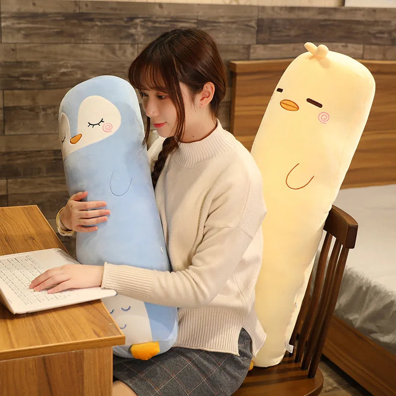 70/100cm Soft Long Sleep Pillow Dinosaur Pig  Bear Husky Duck Plush Toys Stuffed Doll Cushion Kids Girls Gift