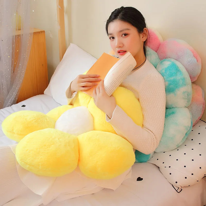 1pc 30/50/65CM Furry Plush Flower Plush Pillow Mat Stuffed Lifelike Flower Shape Baby Kids Home Soft Pillow Cushion Home Decor