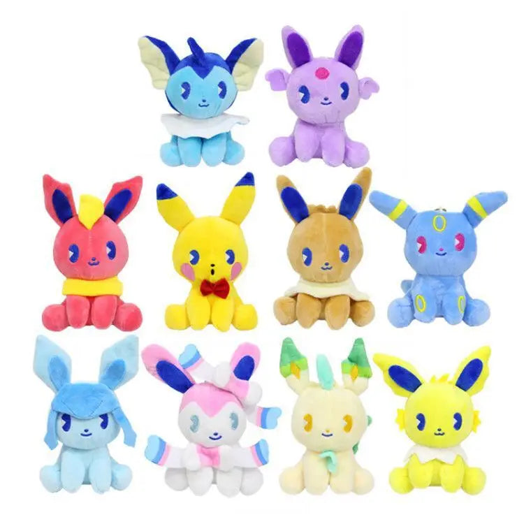 Summer Soda Water Series Eevee Family Plush Toy Cute Pokemon Stuffed Doll Pikachu Plush Summer Holiday Day Gifts For Children