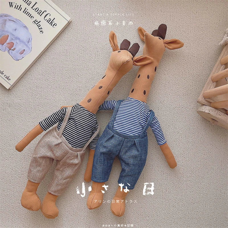 Denmark Giraffe Plush Toy Stuffed Animal Giraffe Doll in Clothes Doll Nordic Style Dressed Giraffe Plushies Soft Toy Girl