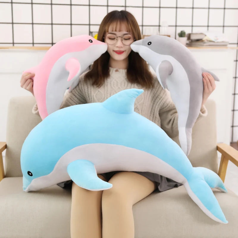 30/50cm Kawaii Soft Dolphin Plush Toys Dolls Stuffed Down Cotton Animal Nap Pillow Creative Kids Toy Christmas Gift for Girls