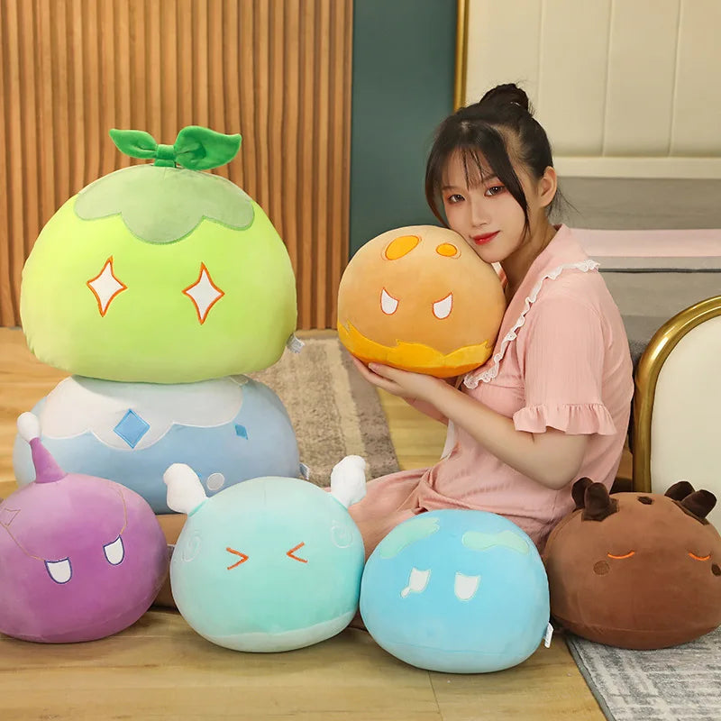 Genshin Impact Slime Plush Toys Wind Thunder Element Slime Throw Pillow Cushion Stuffed Soft Plushie Dolls Gifts for Fans