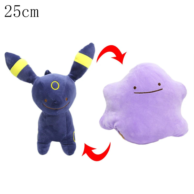 Pokemon Double Sided Ditto Flip Reversible Plush Toy Cartoon Image Expression Eevee Lapras Snorlax Gengar Stuffed Doll Gift