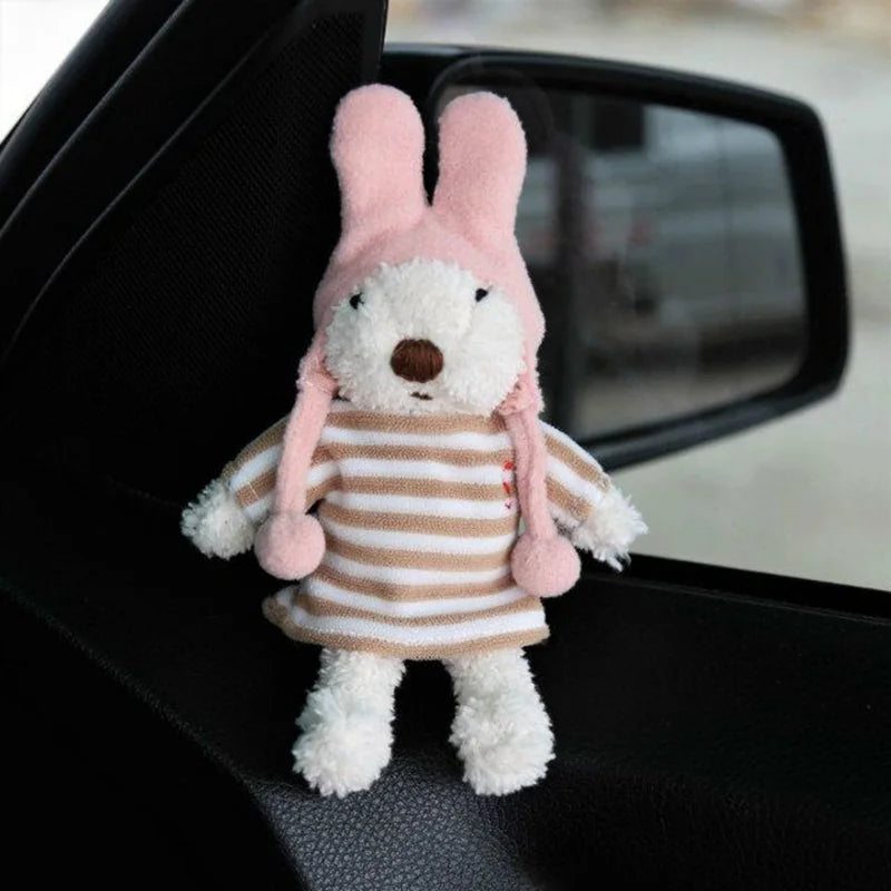 Mini 18cm Rabbit Plush Pendant Dolls Bunny Bag Pendants Keychain Stuffed Animals Toys Clothes Bears Doll Toy for Girls Gifts