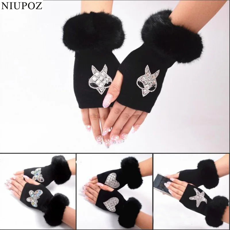 Women's Cartoon Animals Fox Fingerless Dance Gloves