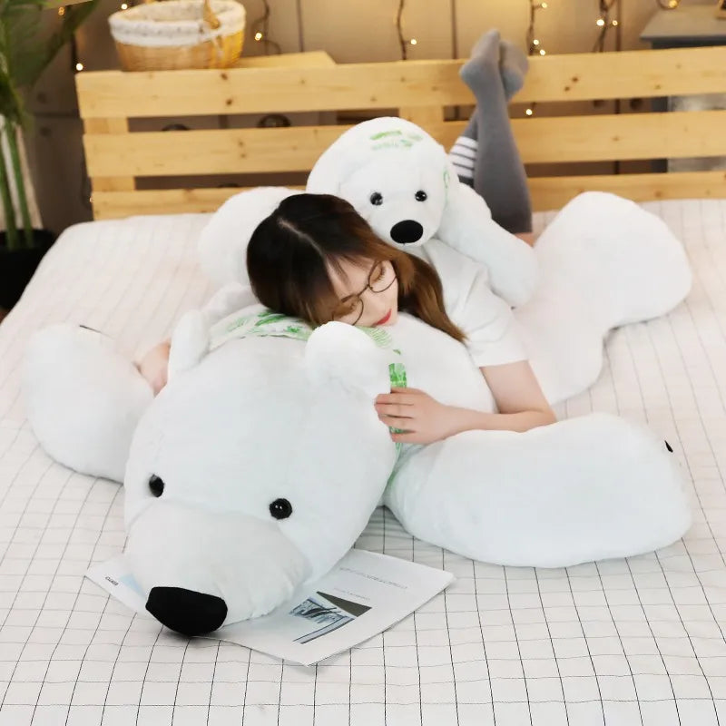 Big Polar Bear Plush Toy Soft Cartoon Animal Cute Teddy Bear Stuffed Doll Long Pillow Cushion Kids Christmas Gift High Quality