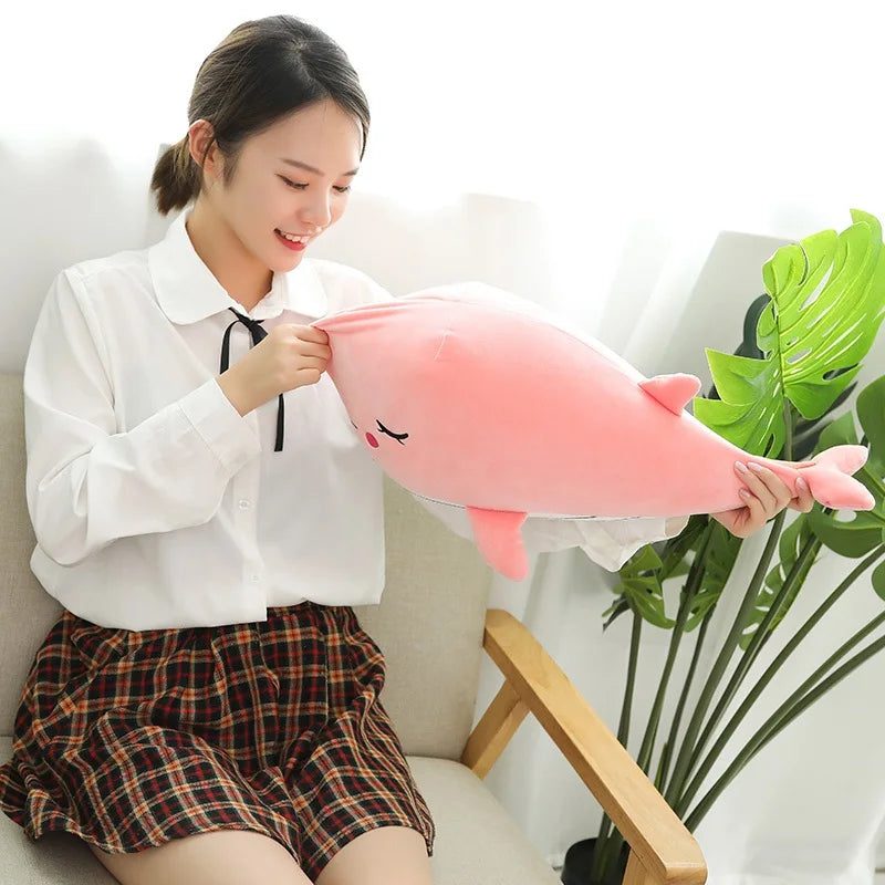 Kawaii Soft Whale Plush Toy Cartoon Animal Fish Stuffed Doll Sleeping Pillow Cushion Girlfriend Christmas Birthday Present