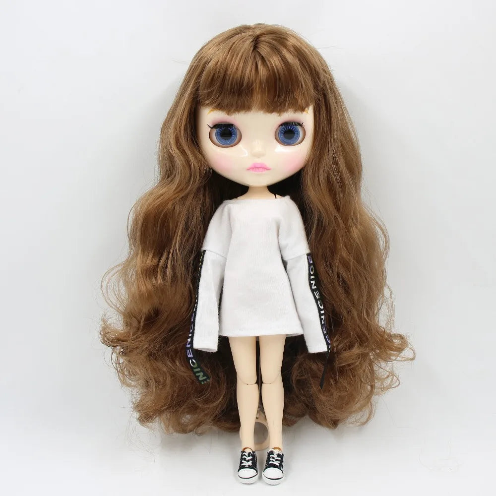 ICY DBS Blyth Doll 1/6 bjd brown hair joint body shiny face nude doll 30cm toy ob24 anime