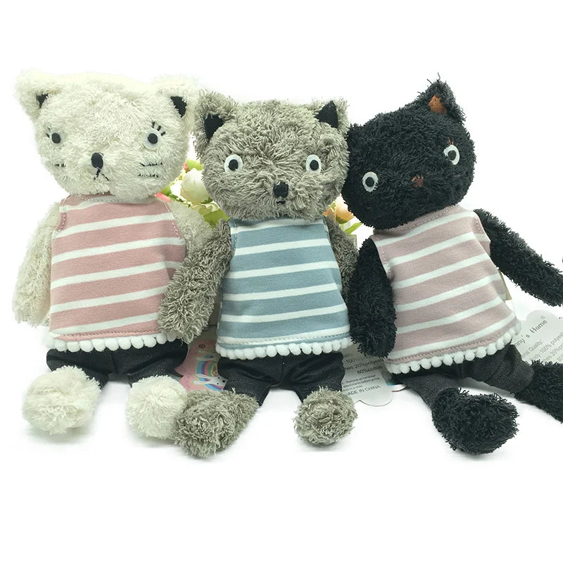 1pc 25cm/35cm/50cm Kawaii Cat Plush Dolls Stuffed Animals Soft Stripe Clothes Cats Plush Toys for Girls Children Birthday Gifts