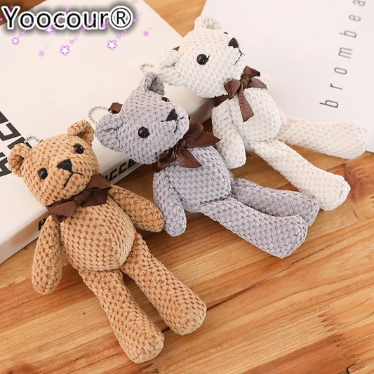 18CM Mini Teddy Bear Stuffed Plush Toys Cute White Teddy Bears Pendant Dolls Gifts Birthday Wedding Party Decor