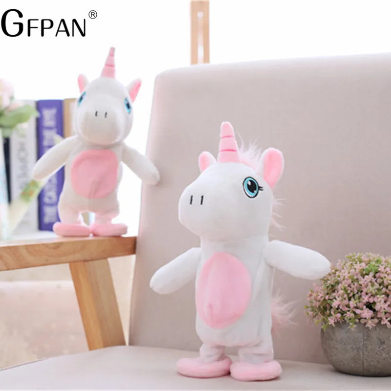 Hot Sale 25cm Magic Unicorn Walking& Talking Stuffed Animal Horse Toy Sound Record Unicorn Plush Fantasy Gift for kids