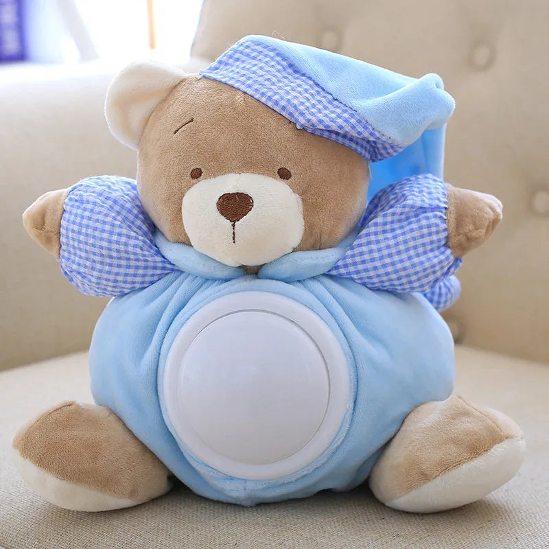 25cm Kawaii Teddy Bear Musical Light Plush Dolls Pat Lamp Sleeping Comfort LED Night Light Appease Bear Toys for Girls Gifts