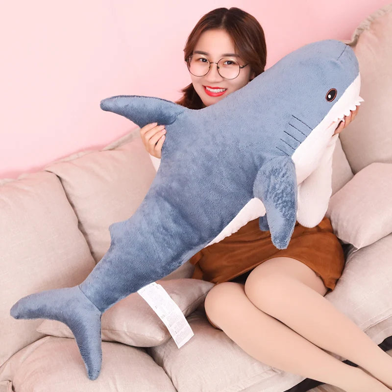 30cm Blue Shark Reading Pillow For kids Plush Funny Toy Stuffed Shark Children Boys Cushion Girl Animal  Birthday Kid Brinquedos