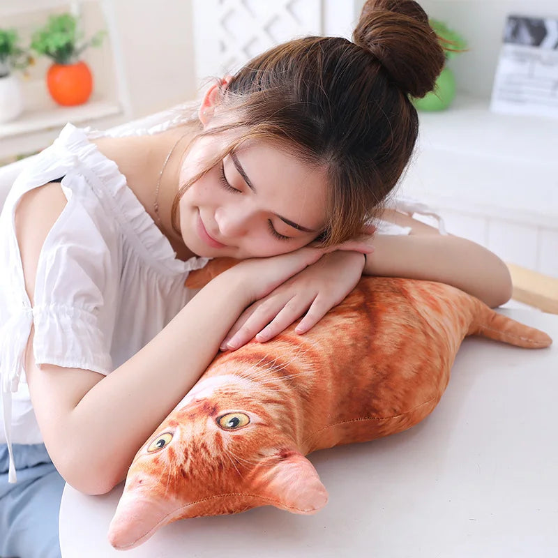 Simulation Plush Cat Pillow Soft Stuffed realistic Animal Cushion Sofa Decor Cartoon Plush Toy Children Kid kawaii Gift