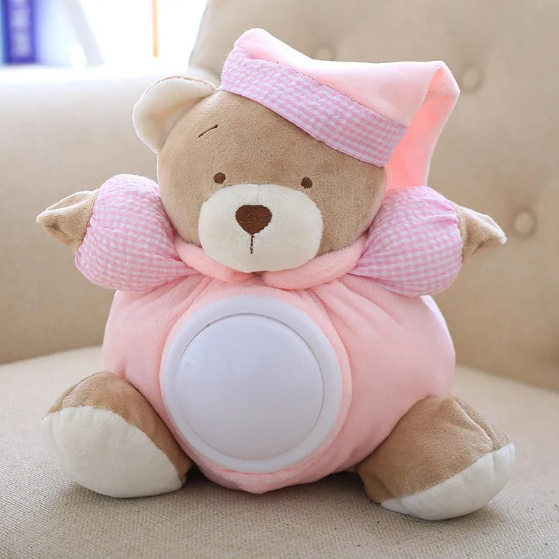 25cm Kawaii Teddy Bear Musical Light Plush Dolls Pat Lamp Sleeping Comfort LED Night Light Appease Bear Toys for Girls Gifts