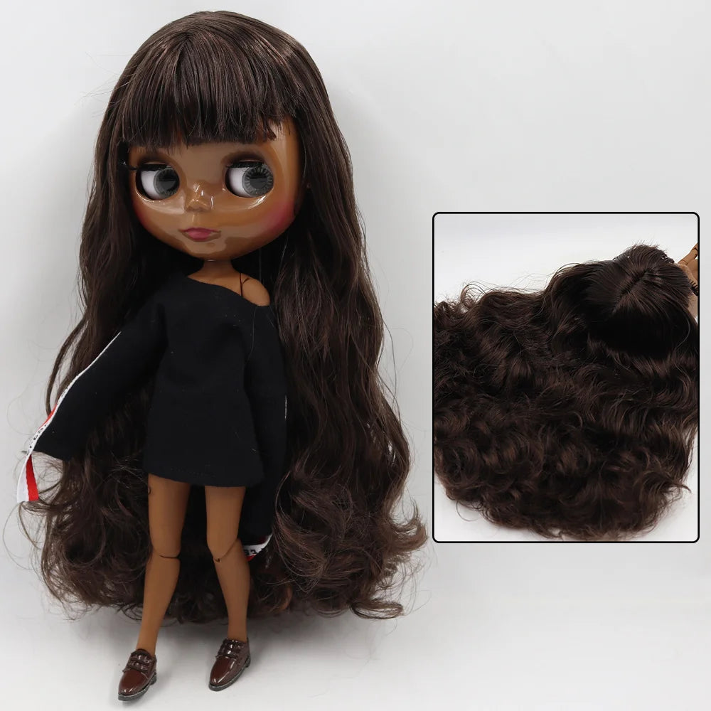 ICY DBS Blyth doll 1/6 bjd black mix brown hair joint body 30cm doll custom doll DIY anime girls