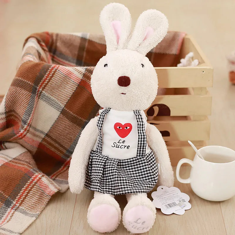 Lovely Le Sucre Rabbit Bunny Plush Toys Soft Plaid Couple Rabbits Stuffed Animals Plush Dolls for Girls Birthday Gifts