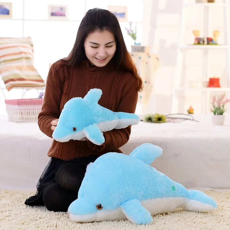 1pcs 45cm Dolphin PLush Luminous Plush Glowing Dolphin Doll Colorful Pillow, Plush Toys, Hot Colorful Doll Kids Children Gifts