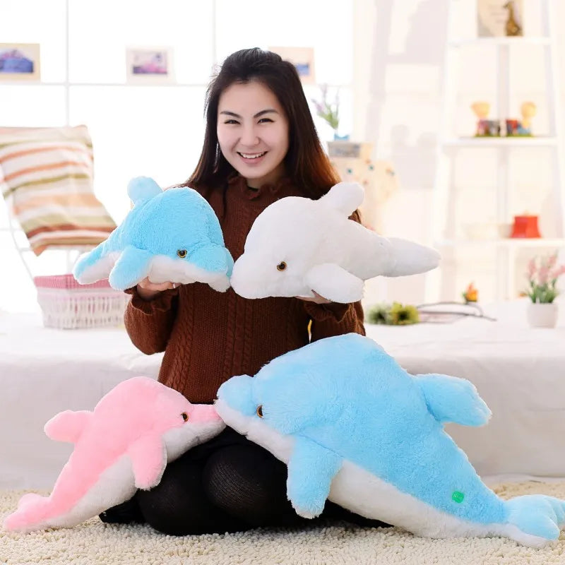 1pcs 45cm Dolphin PLush Luminous Plush Glowing Dolphin Doll Colorful Pillow, Plush Toys, Hot Colorful Doll Kids Children Gifts